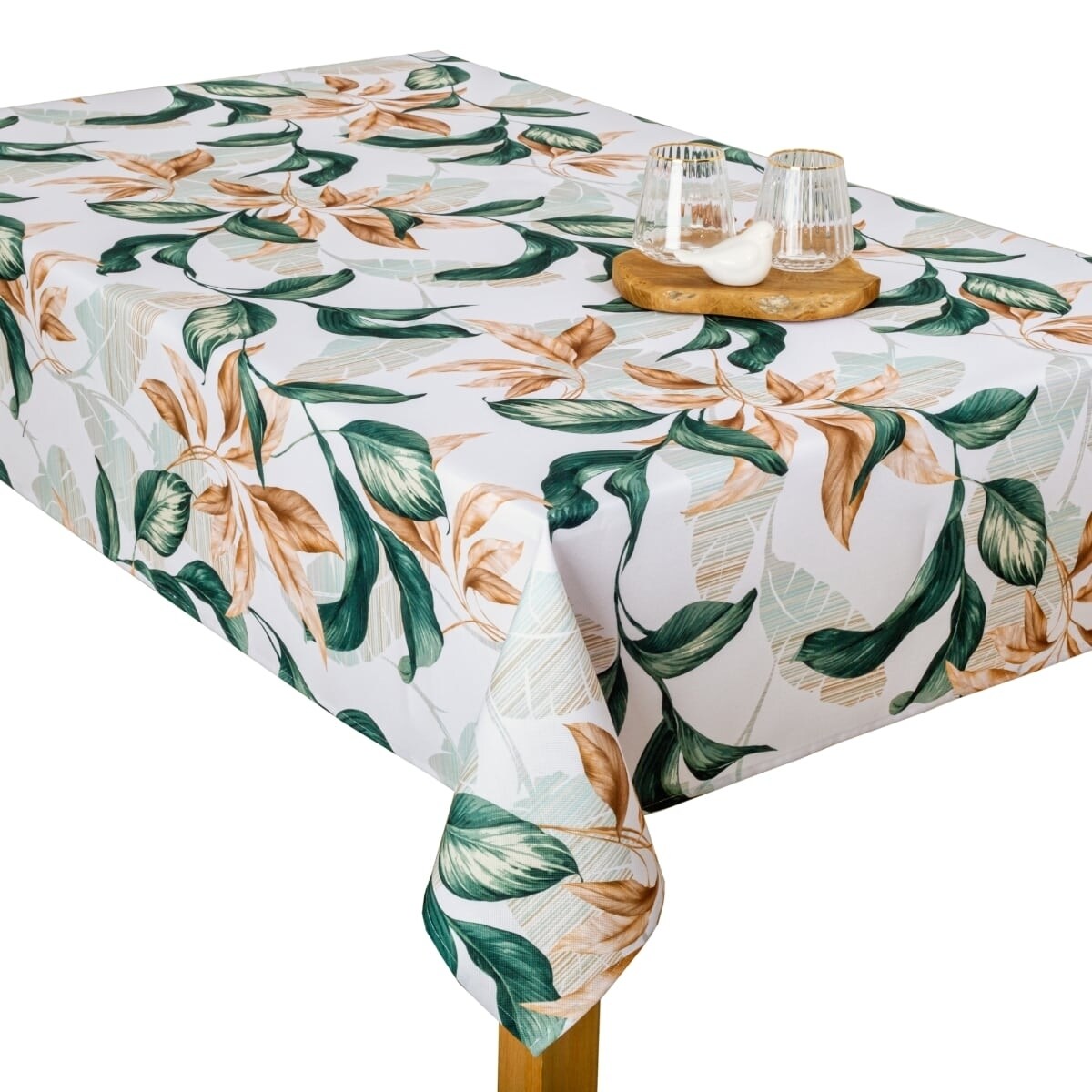 Obrus plamoodporny Minos Liście - 120x120 cm - wielokolorowy