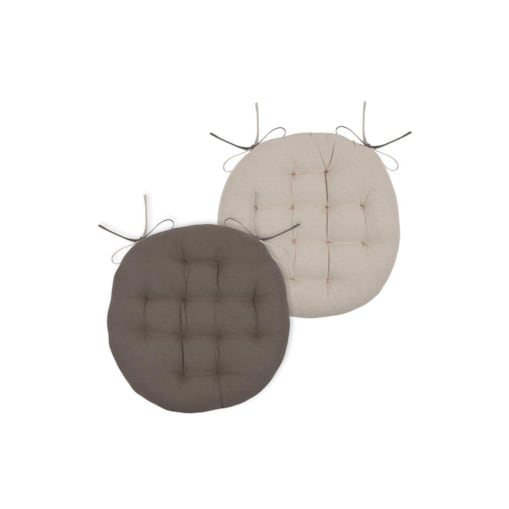 Poduszka na krzesło okrągła DUO, wiązana, 100% bawełny, Ø 38 cm