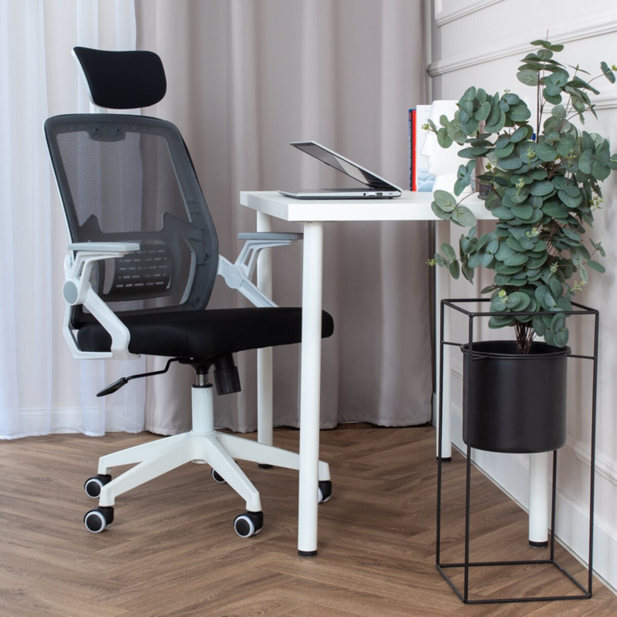 Krzesło biurowe fotel obrotowy regulowany ergonomiczny biały