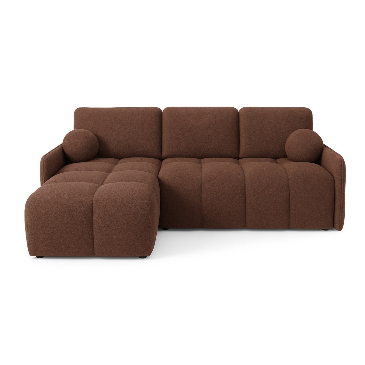 Narożnik MONO z funkcją spania i ozdobnymi poduszkami lewy, ceglasty