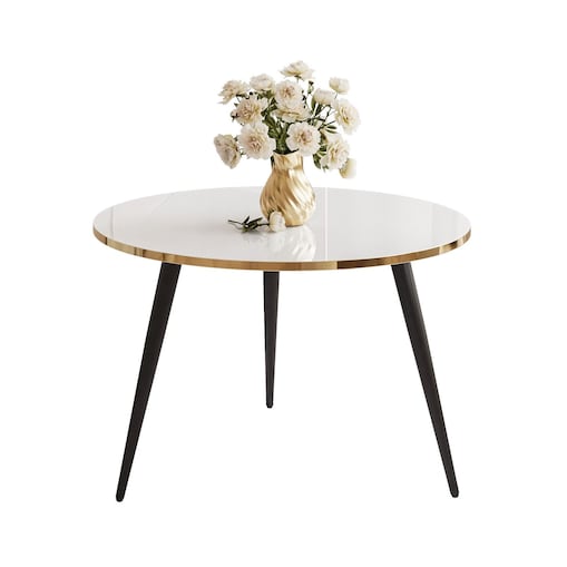 Okrągły stolik kawowy SOLEIL czarny biały połysk