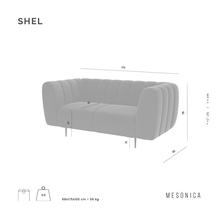 Shel Sofa 2-osobowa - miodowa