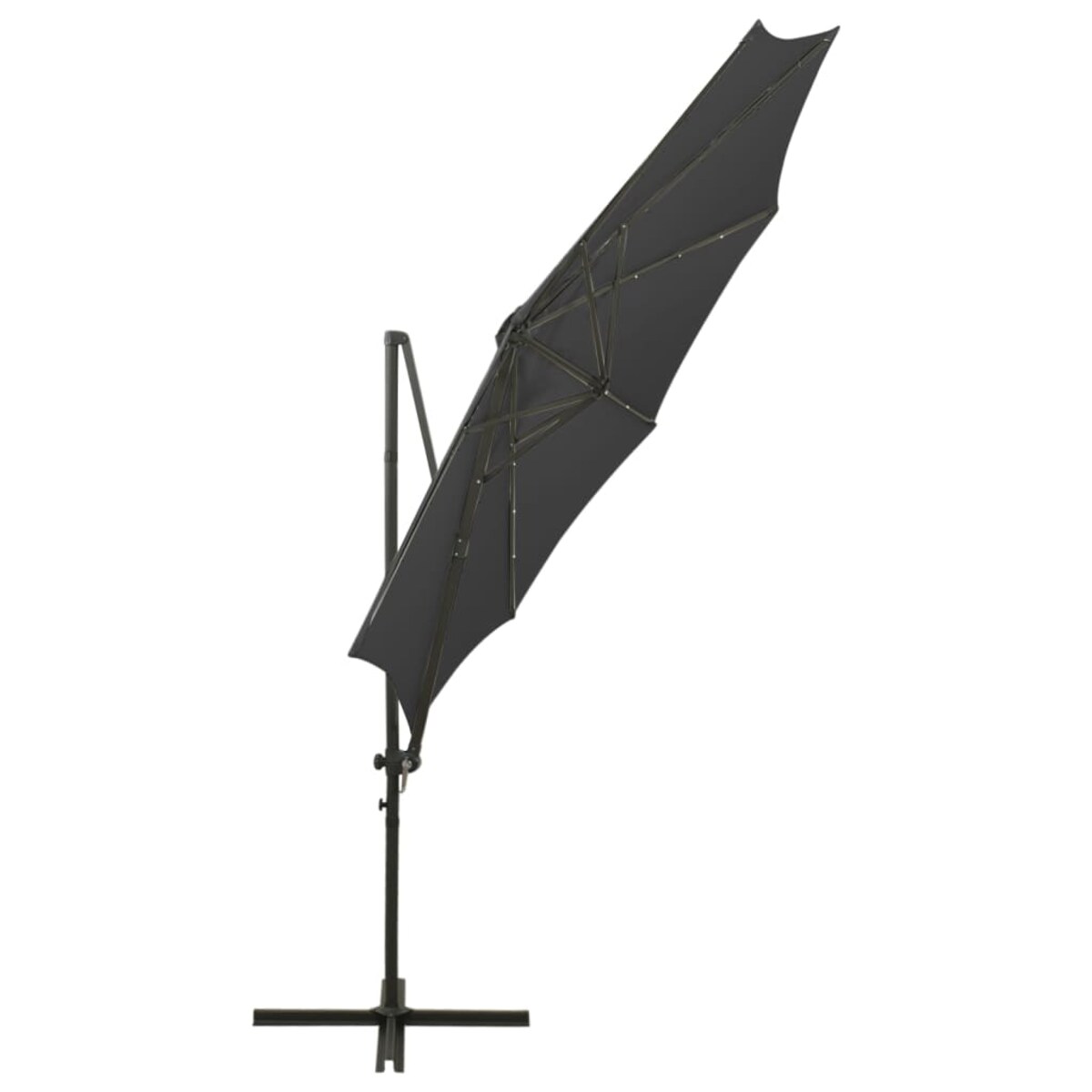 vidaXL Parasol wiszący z lampkami LED i słupkiem, antracytowy, 300 cm