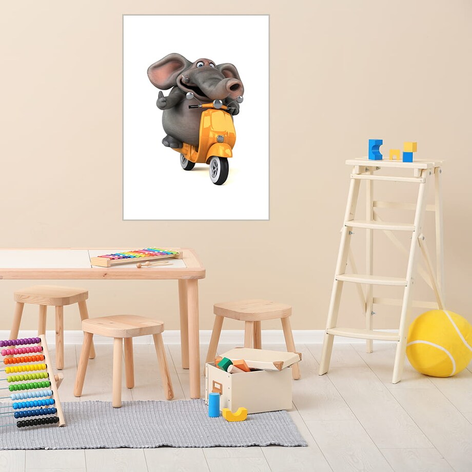 plakat słoń na skuterze 21x30 cm