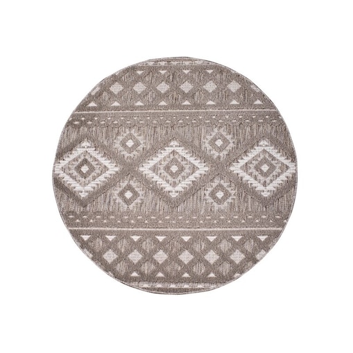 Dywan okrągły na zewnątrz i do wnętrz boho Sanori 4350 Brąz 200x200