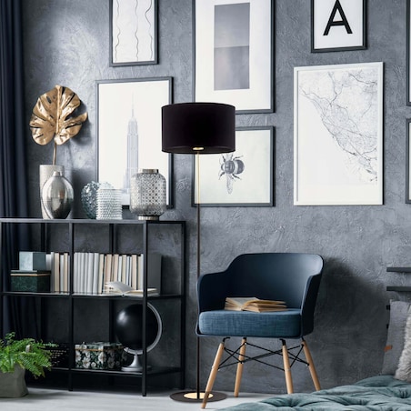 Tkaninowa lampa stojąca LORD 5153 TK Lighting z włącznikiem czarna
