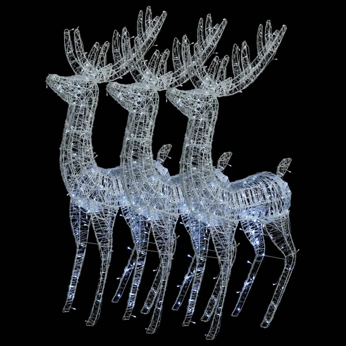 vidaXL Renifery z akrylu XXL, 3 szt., 250 zimnych białych LED, 180 cm