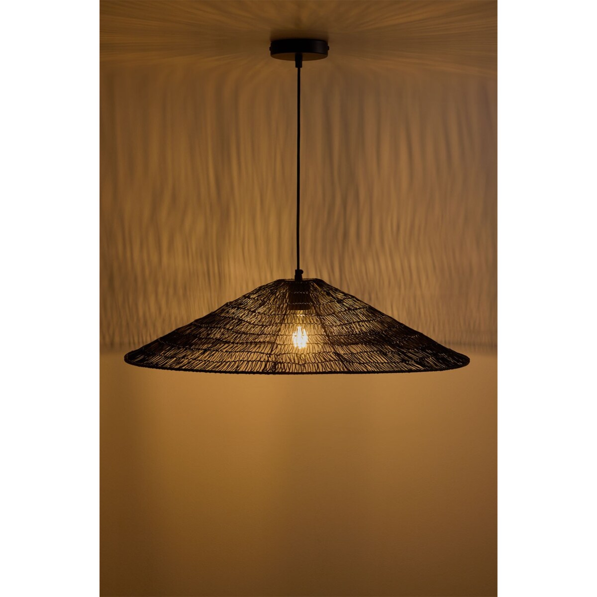 Lampa wisząca druciana Benilde Ø65 cm, czarna