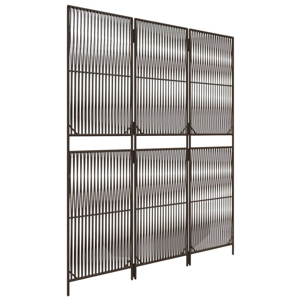 vidaXL Parawan 3-panelowy, brązowy, polirattan