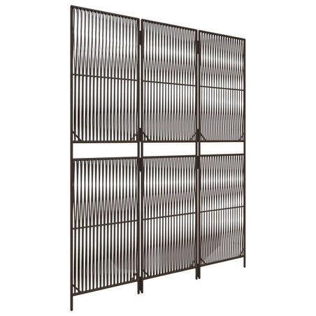 vidaXL Parawan 3-panelowy, brązowy, polirattan