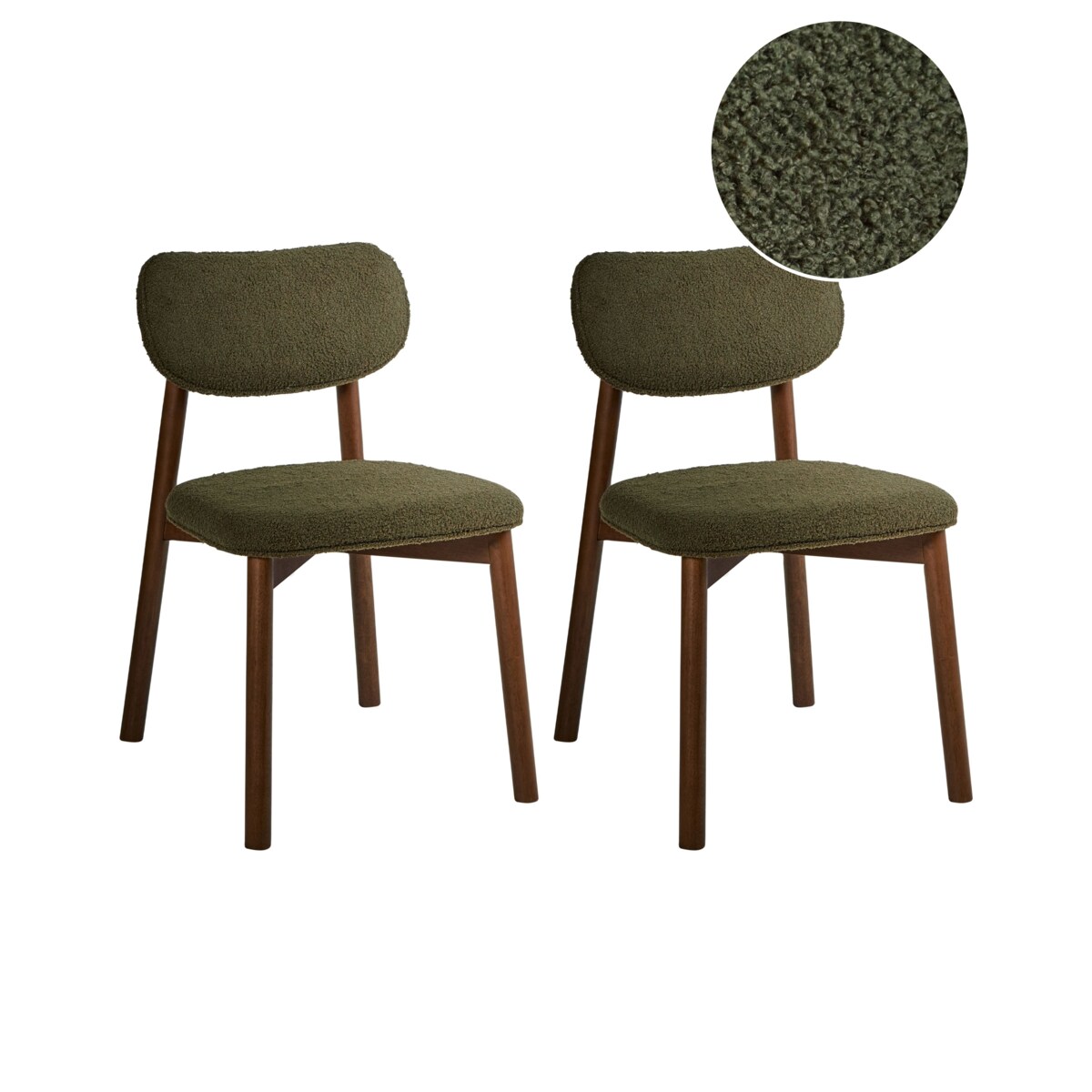 Zestaw 2 krzeseł do jadalni MILLS Boucle Ciemnozielony