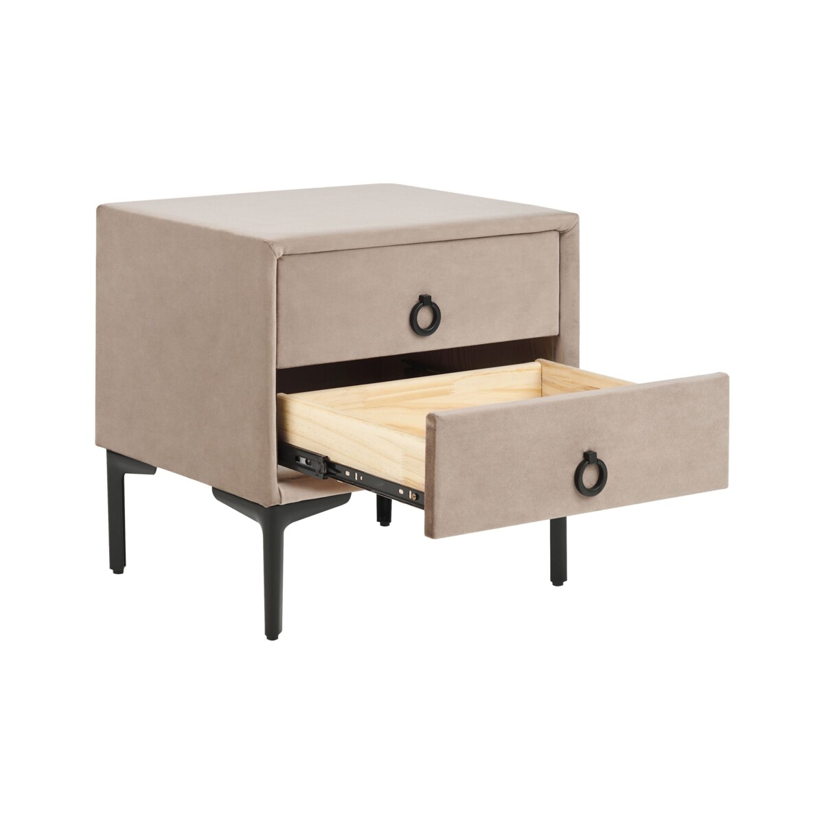 Szafka nocna welurowa szarobeżowa SEZANNE