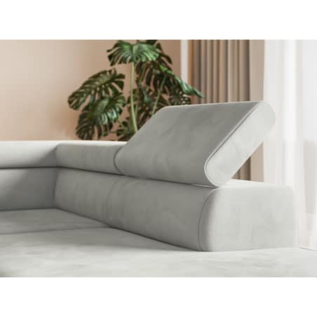 Narożnik ALEX z regulowanymi zagłówkami, prawostronny-Matt Velvet szary