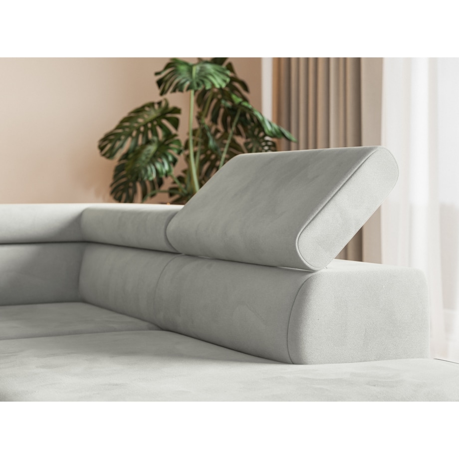 Narożnik ALEX z regulowanymi zagłówkami, prawostronny-Matt Velvet szary