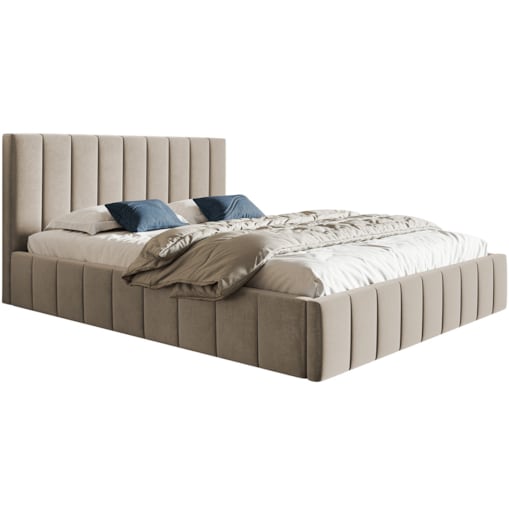 Łóżko jednoosobowe 120x200 OLDO 10 tapicerowane, z pojemnikiem- beżowe