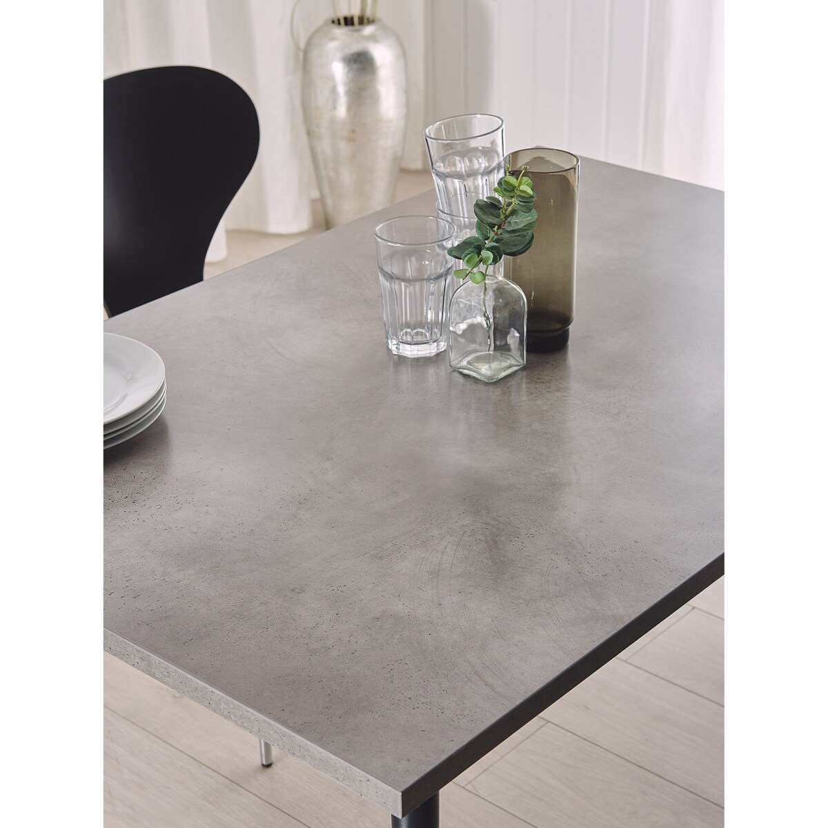 Stół do jadalni 120 x 80 cm imitacja betonu z czarnym SANTIAGO