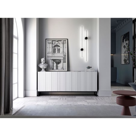 Nowoczesna Szafka RTV Loft Biały Mat Komoda RTV Glamour 168 cm Czarna Rama Loft