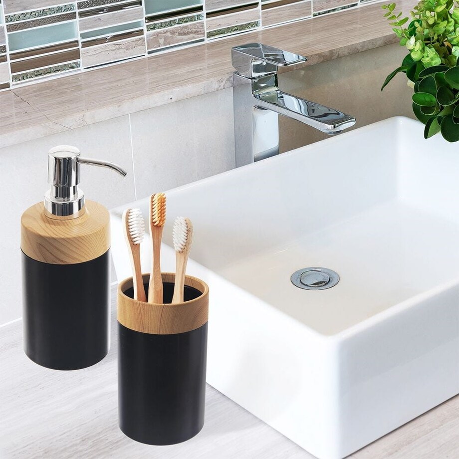 Kubek Łazienkowy Czarny 7,5 x 11,5 cm na Szczoteczki Pastę Akcesoria Lekki