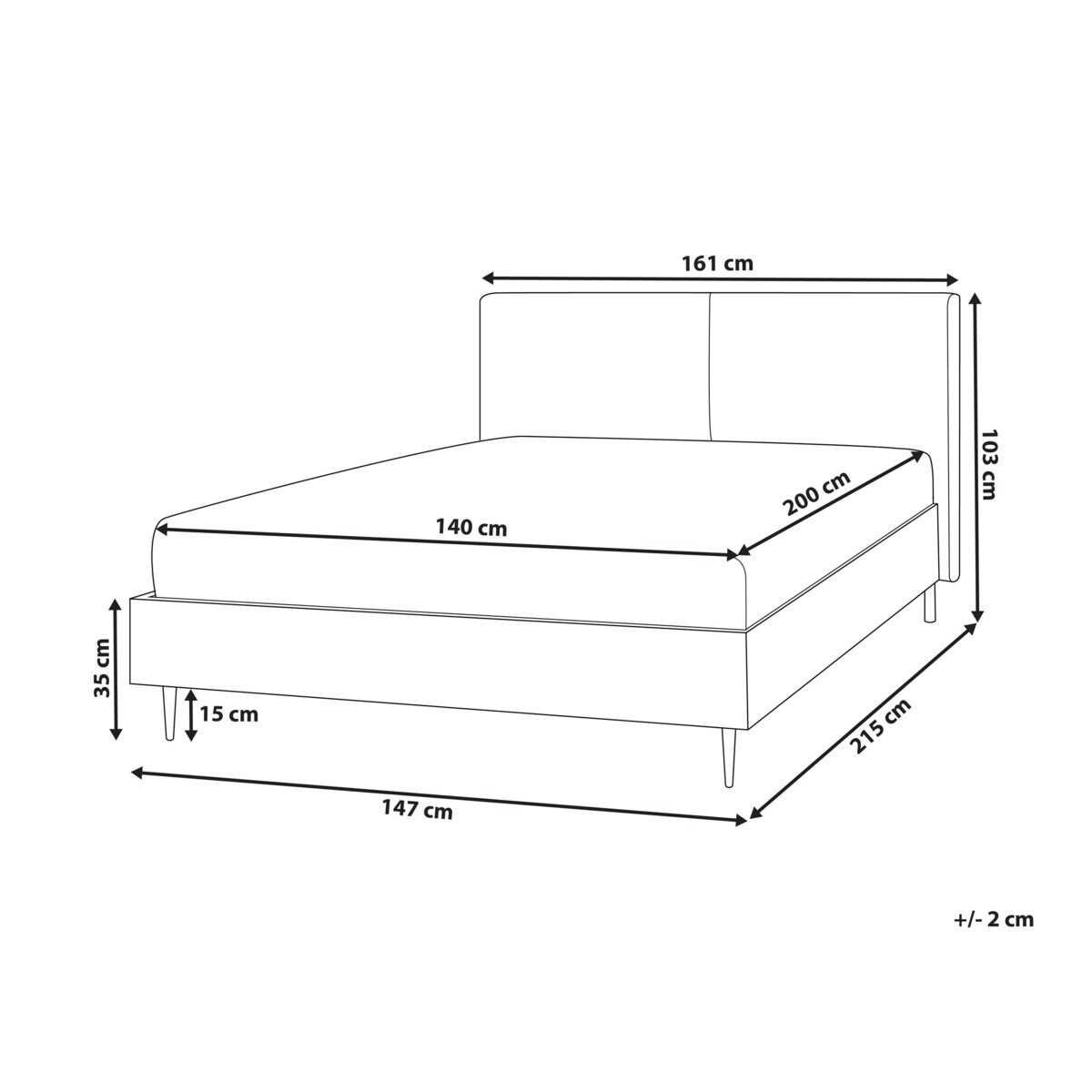 Łóżko ekoskóra 140 x 200 cm brązowe LIMANTON