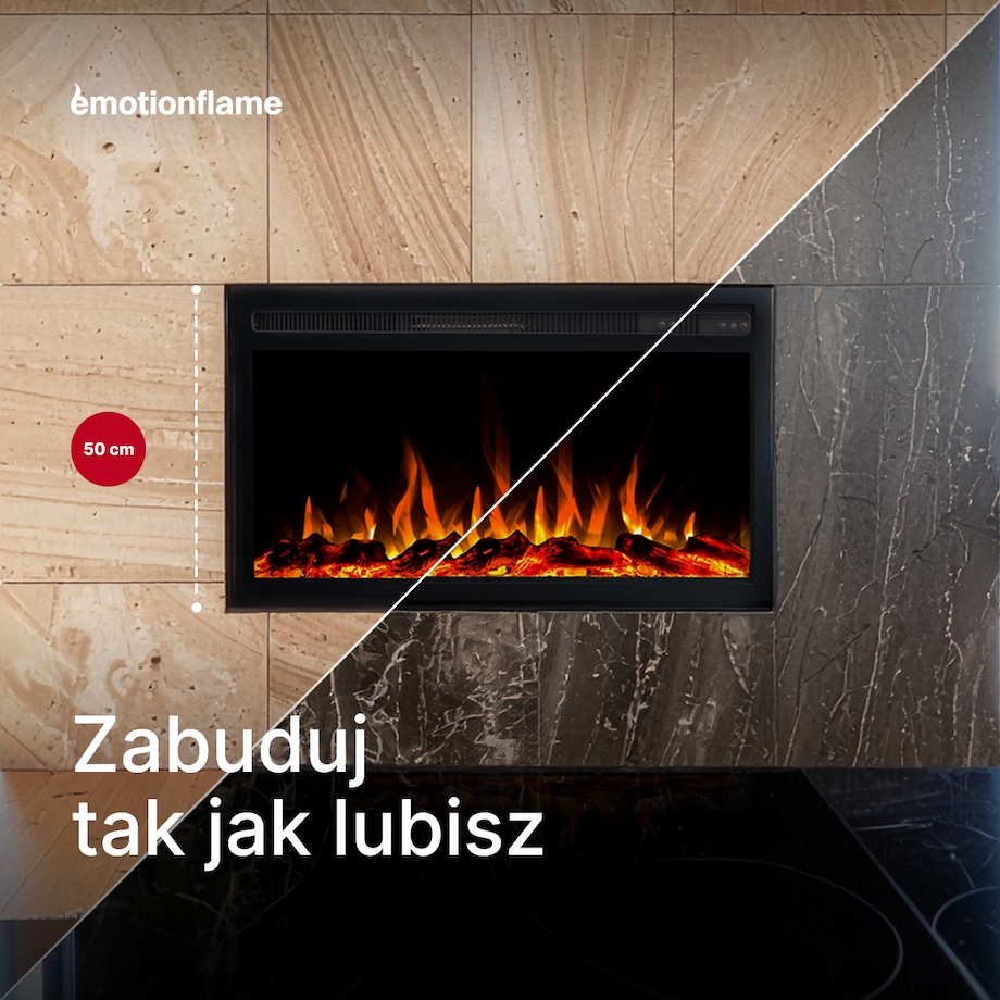 Wkład elektryczny Emotion Flame Infinity - do zabudowy - 66x14x50 cm - kominek LED 750/1500 W