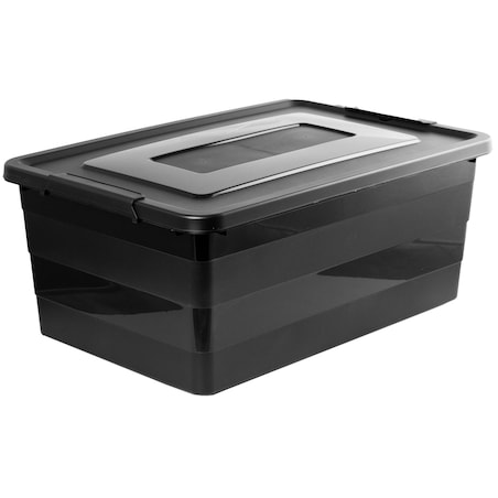 Pojemnik Plastikowy Pudełko Plastikowe Z Pokrywką Na Kółkach Box Czarny 40L