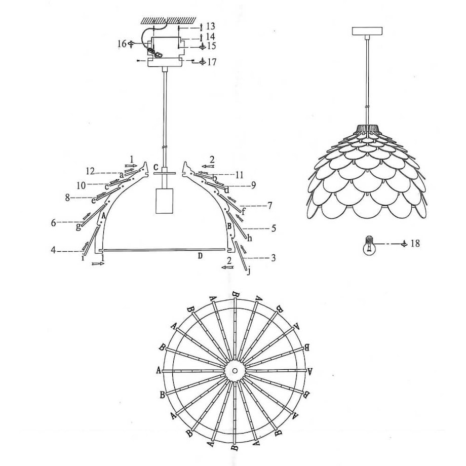 LAMPA wisząca BURGO LP-101335/1P S Light Prestige drewniana ekologiczna ananas