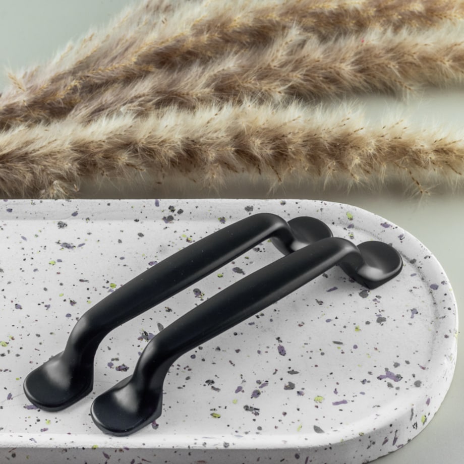 10x Uchwyt meblowy elegancki czarny 96 mm zestaw do mebli 10 szt