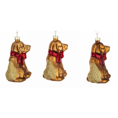 Bombka szklana 3 szt. pieski 9x6,5x5,5 cm PERROS