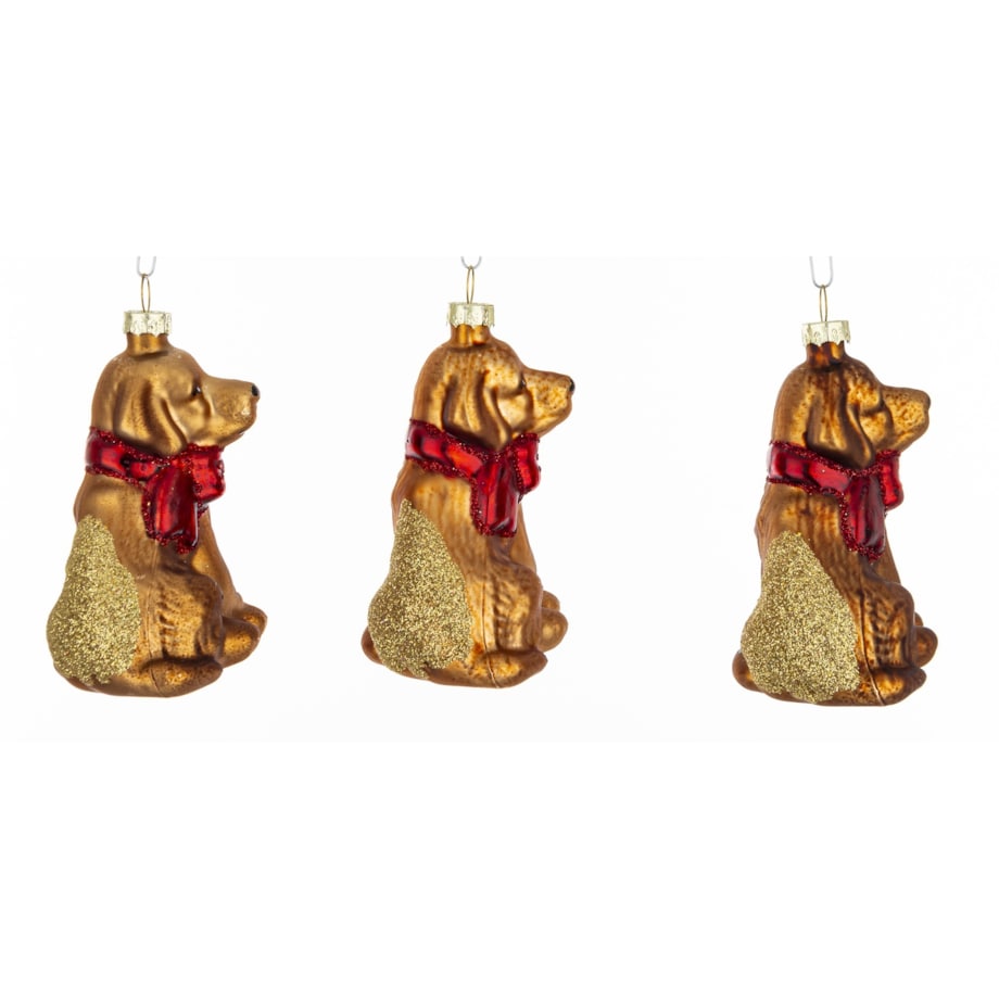 Bombka szklana 3 szt. pieski 9x6,5x5,5 cm PERROS