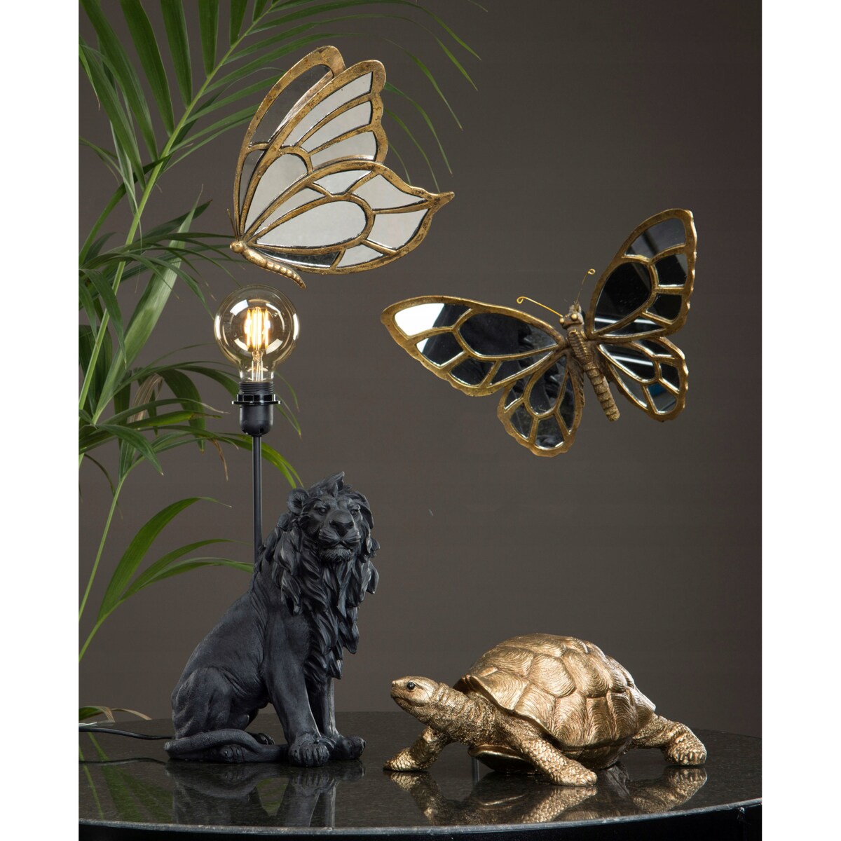 LAMPA stołowa LEW czarna wys. 41cm