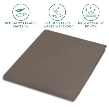 Prześcieradło satynowe bez gumki 200x220 kolor Sepia