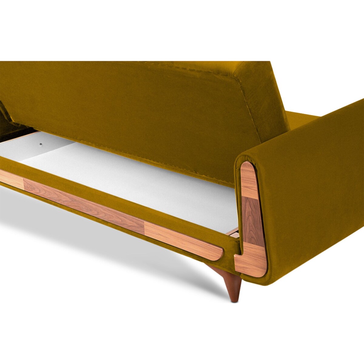 KONSIMO GUSTAVO Żółta aksamitna rozkładana sofa