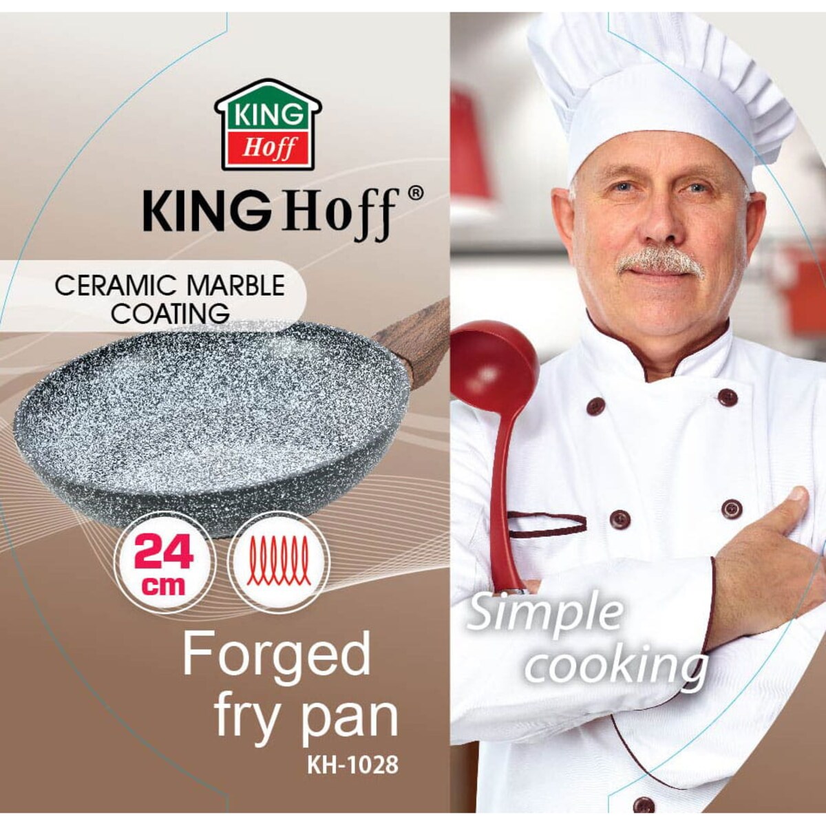 Patelnia Granitowa 24Cm Granit Wood Kinghoff Kh-1028