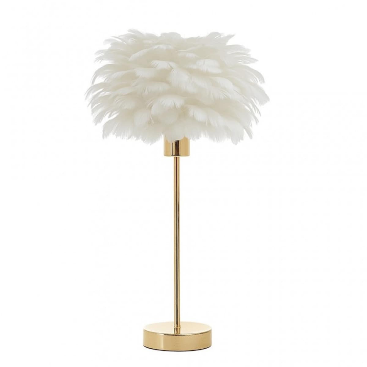 Elegancka lampa nocna stołowa z kloszem z białych piór ściemniacz 3 kolory świecenia USB OZD12