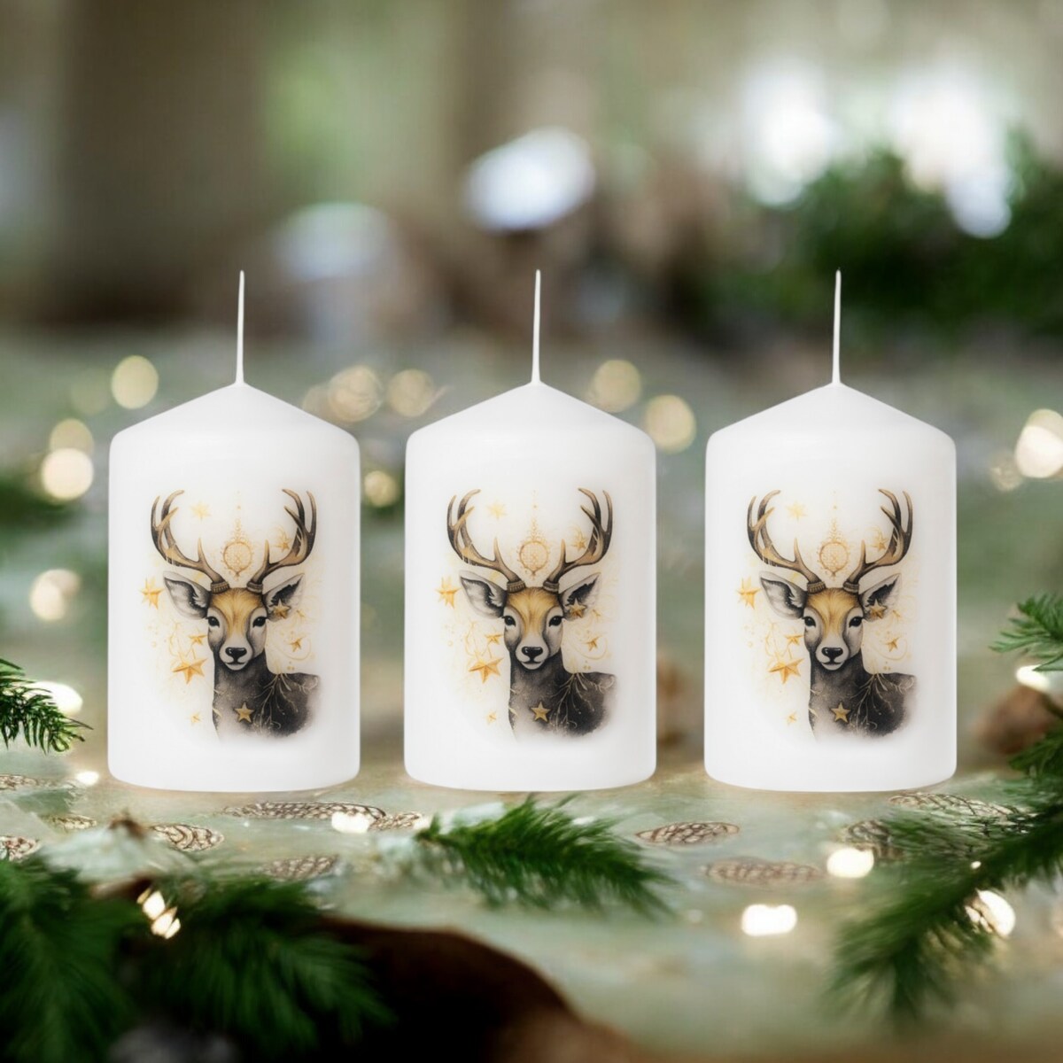 Zestaw świec świątecznych 3 szt. – Renifer, idealne na prezent