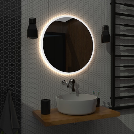 Lustro okrągłe LED z piaskowaniem – bez ramy - 60 cm