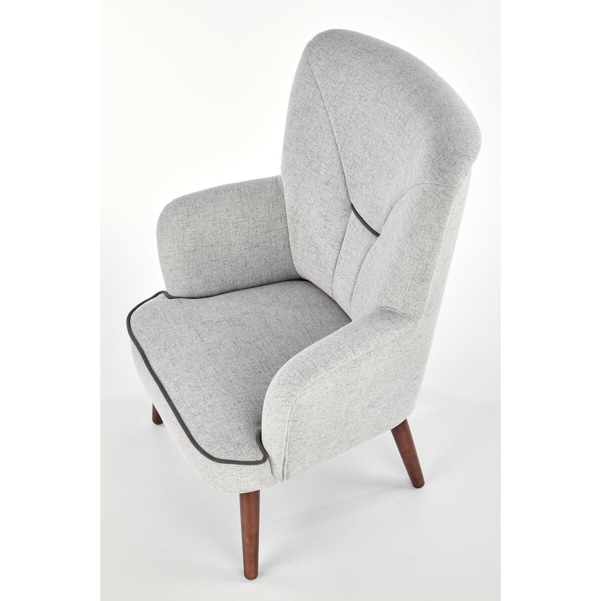 FOTEL TAPICEROWANY Puple SZARY nogi z lakierowanego drewna