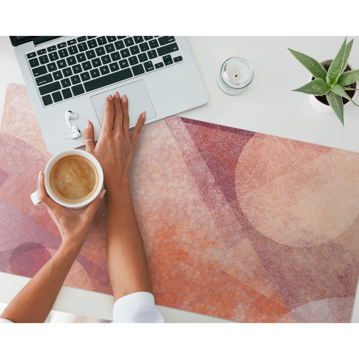 Pomarańczowa mata na biurko Abstrakcyjne koła, 100x50 cm