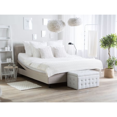 Łóżko regulowane tapicerowane 180 x 200 cm beżowe DUKE