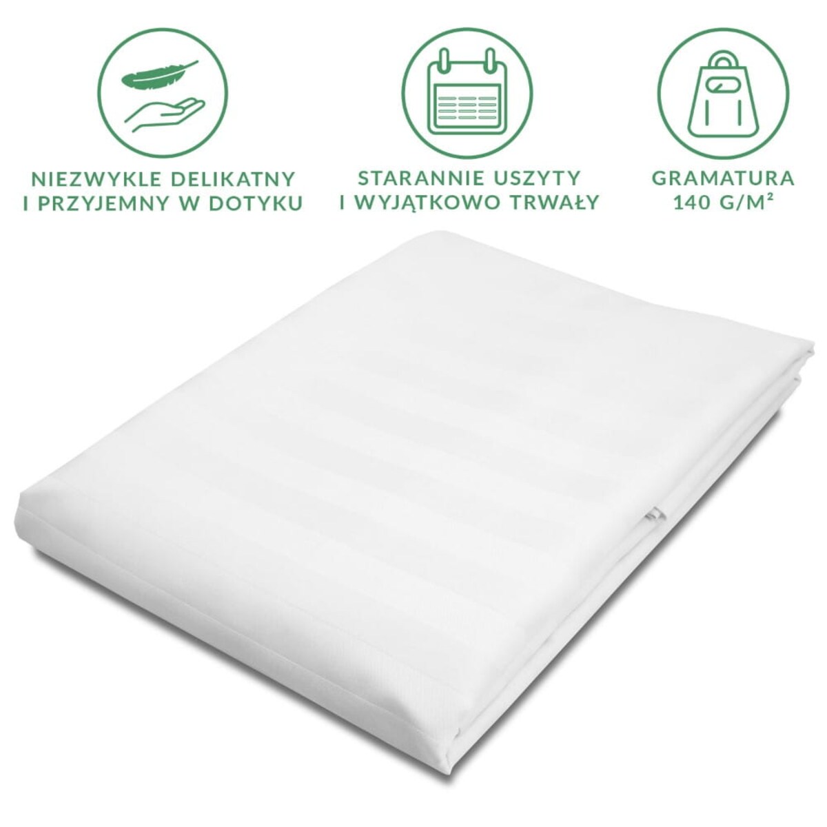 Prześcieradło bambusowe satyna bawełniana 220x260 Bamboo paski, białe