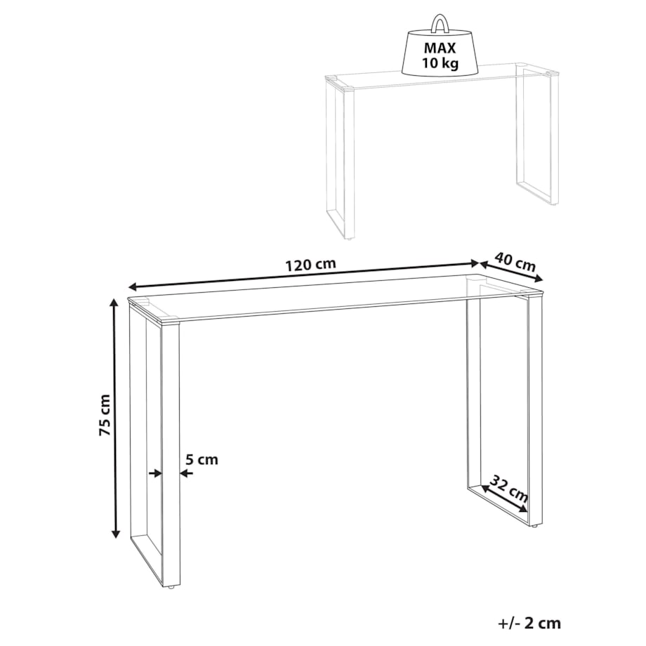 Konsola szklana złota TILON