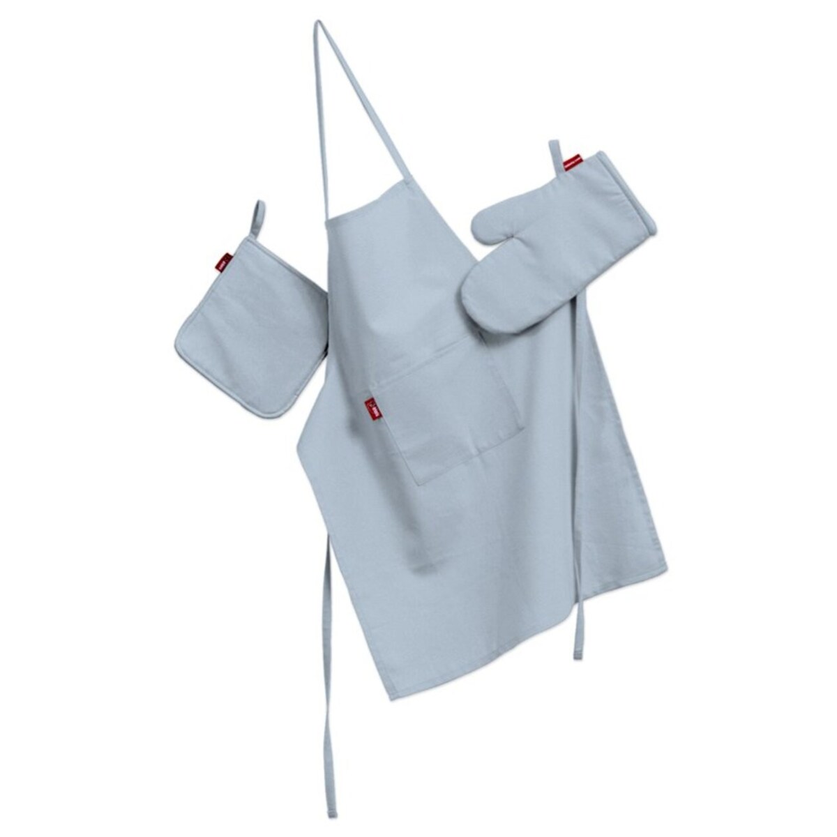 Komplet kuchenny fartuch,rękawica i łapacz, pastelowy niebieski, kpl, Loneta
