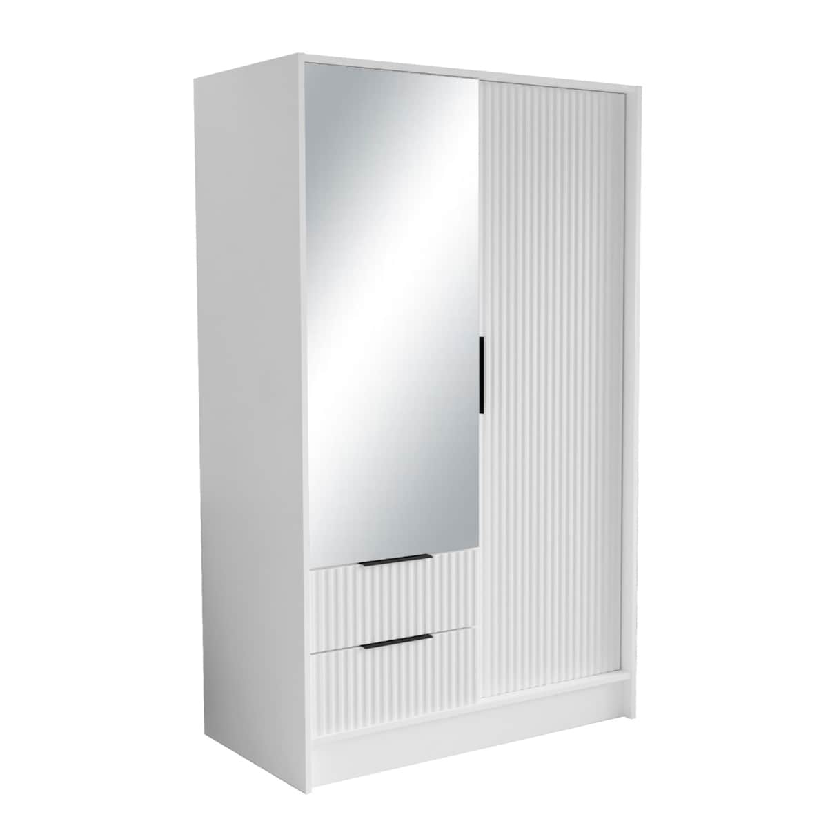 Szafa NOEMI ryflowana z lustrem 102 cm - biała mat