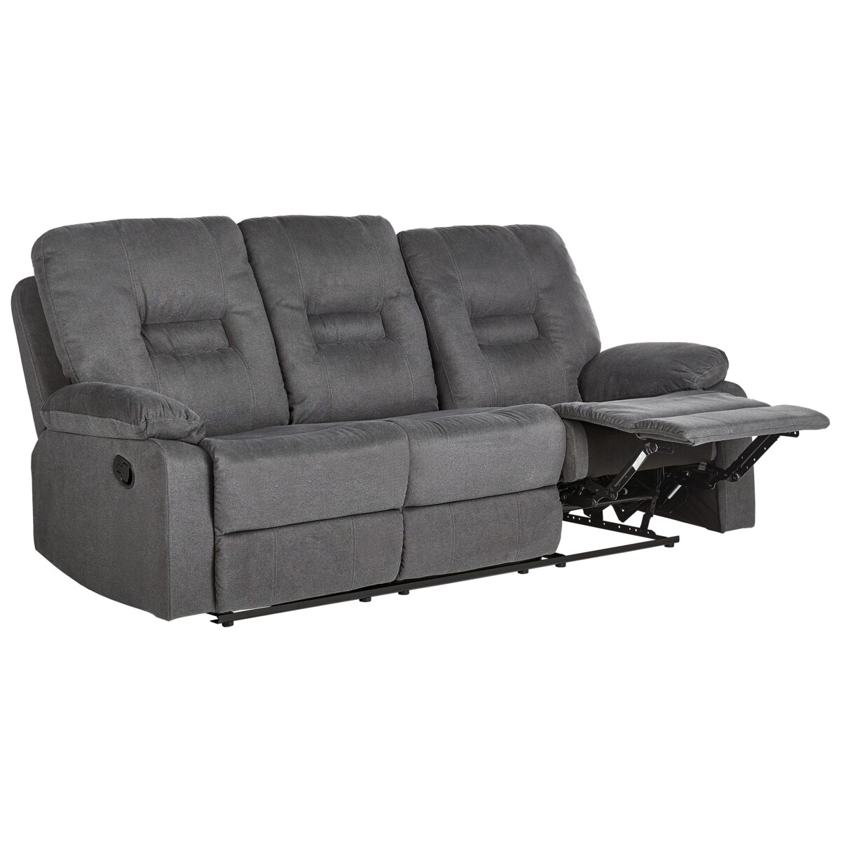 Sofa z manualną funkcją relaksu 3-osobowa szara BERGEN II