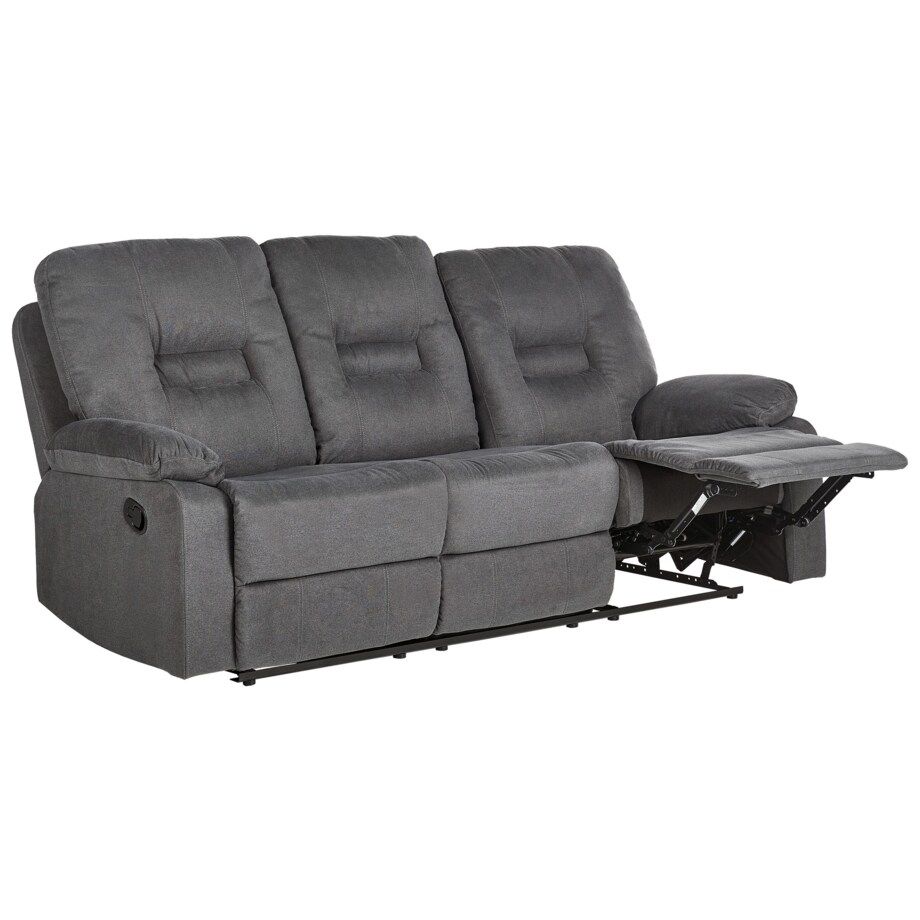 Sofa z manualną funkcją relaksu 3-osobowa szara BERGEN II