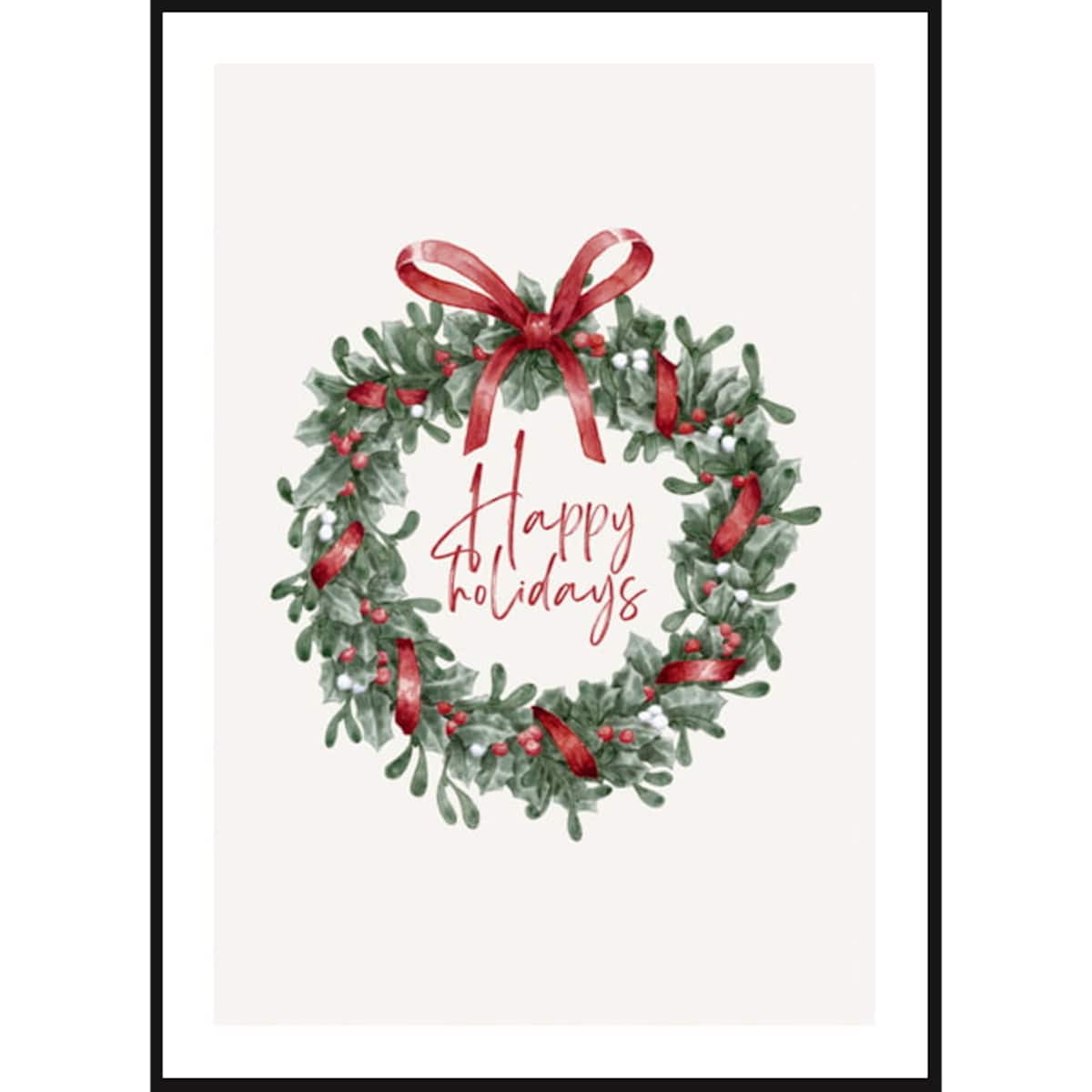 Poster Story, Plakat, Obraz - Wieniec Świąteczny Happy Holidays, wymiary 30 x 42 cm