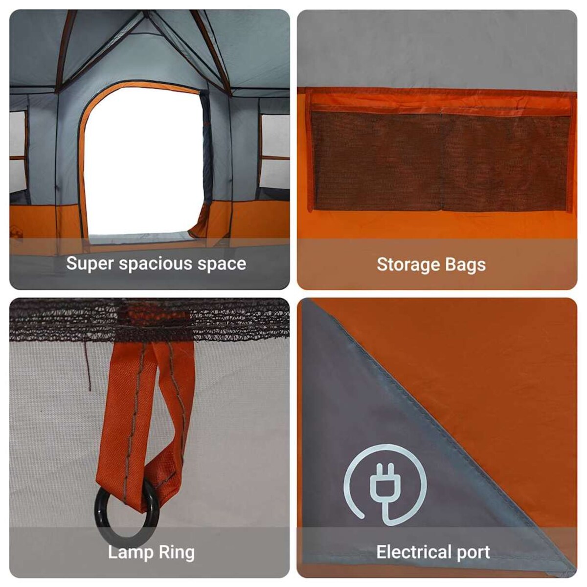 vidaXL Namioty Szary i pomarańczowy 622 x 295 x 238 cm Poliester