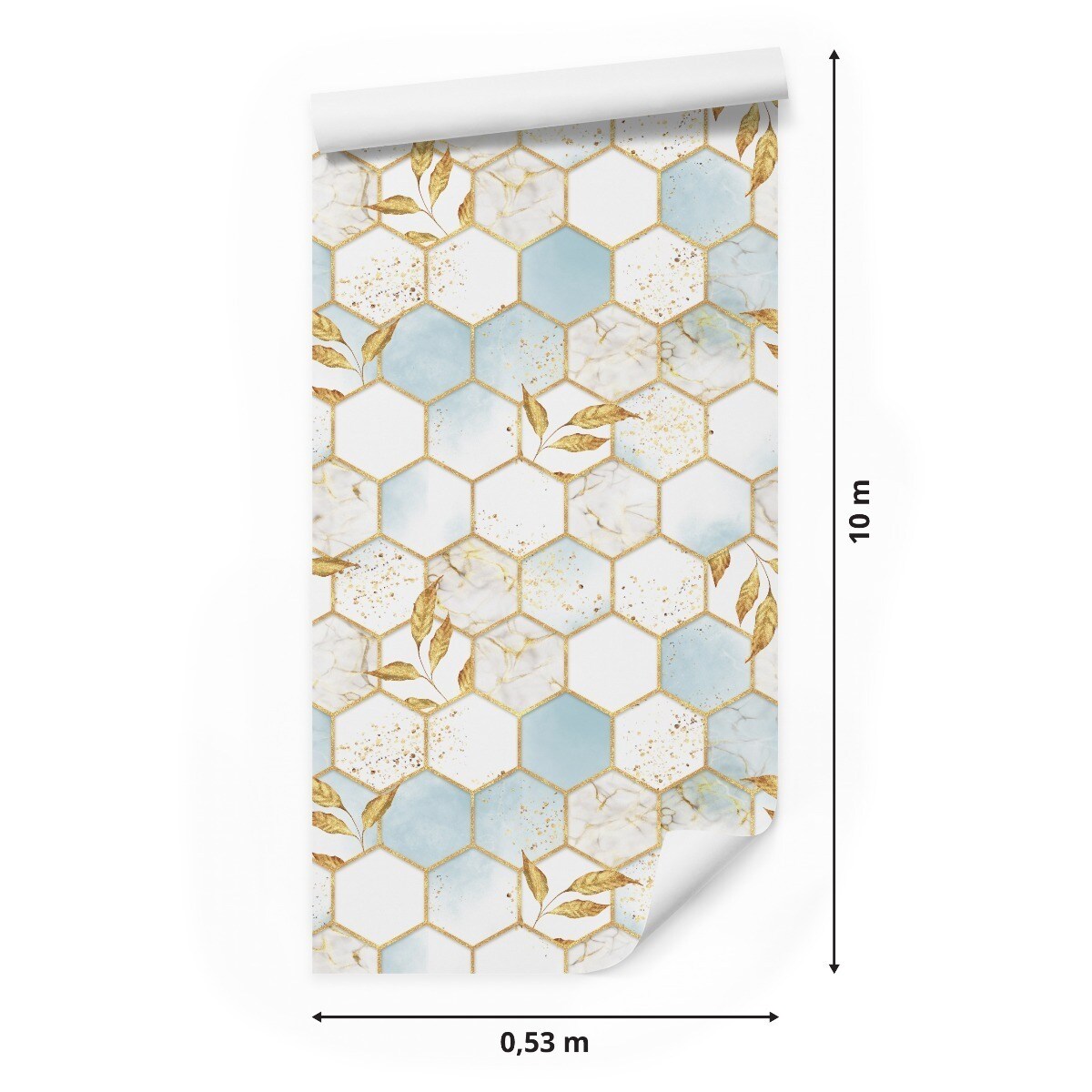Tapeta MOZAIKA Marmur Liście Heksagony