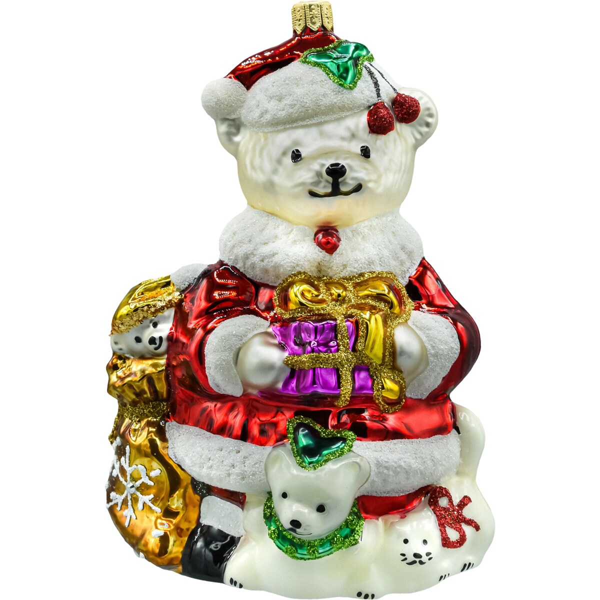 Bombka choinkowa: Mikołajowy Miś z Prezentami