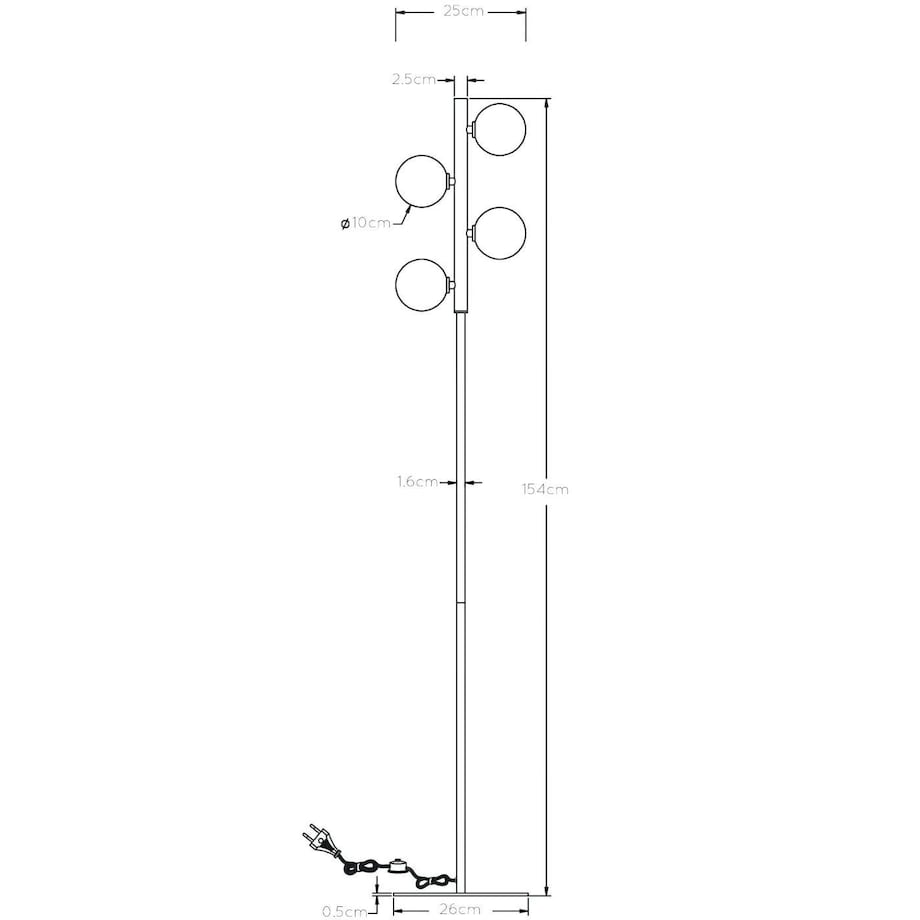 Loftowa LAMPA podłogowa TYCHO 45774/04/02 Lucide stojąca OPRAWA szklane kule przydymione mosiądz